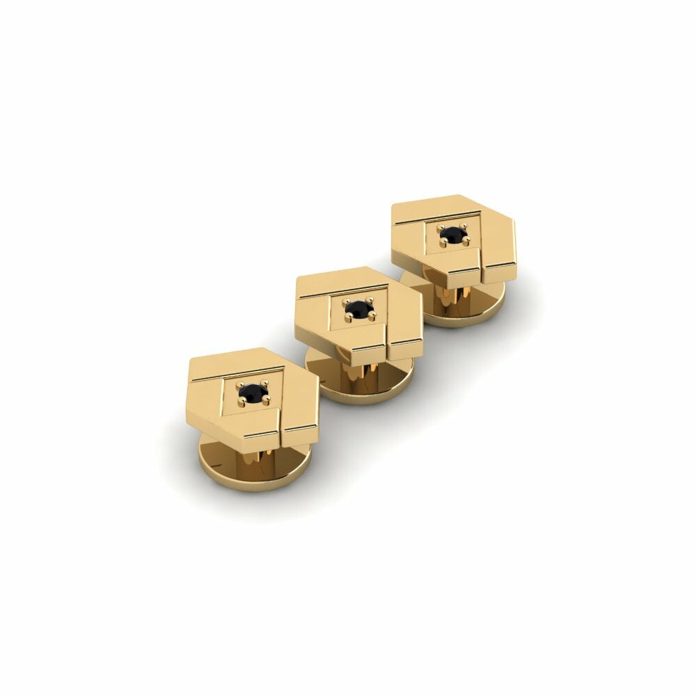 18ct Yellow Gold Tuxedo 3 Studs Cicly