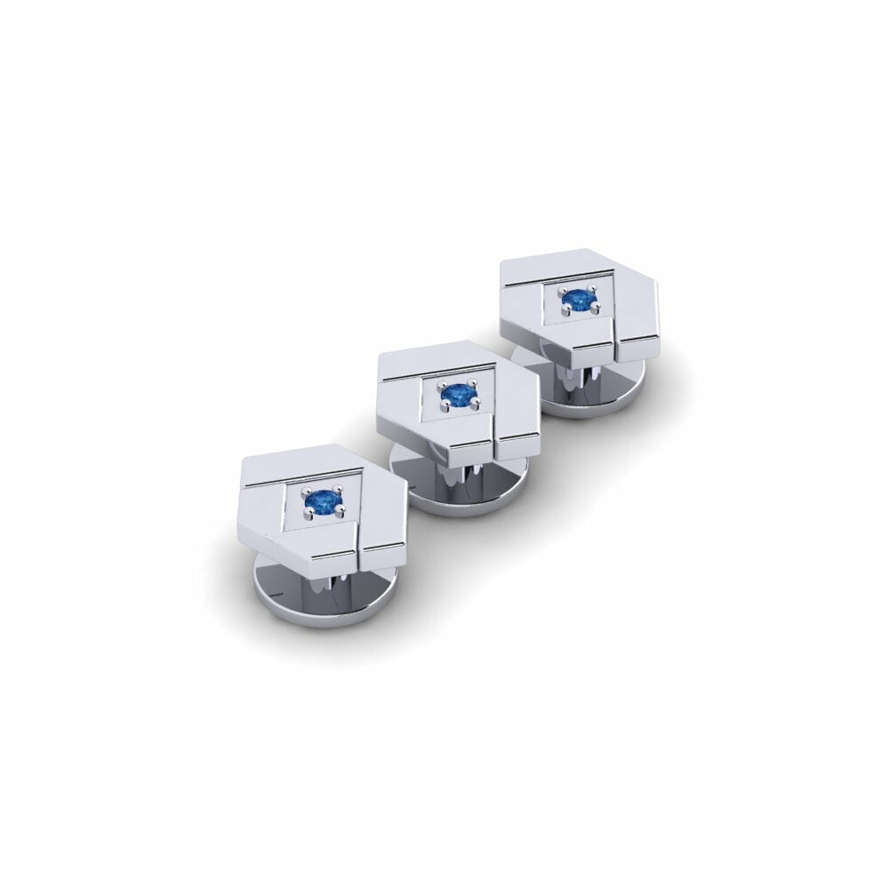 Dark Blue Zirconia Tuxedo 3 Studs Cicly