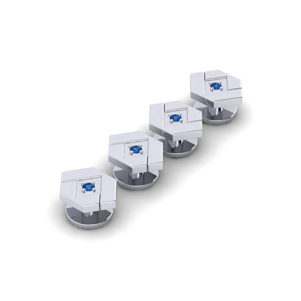 Dark Blue Zirconia Tuxedo 4 Studs Cicly