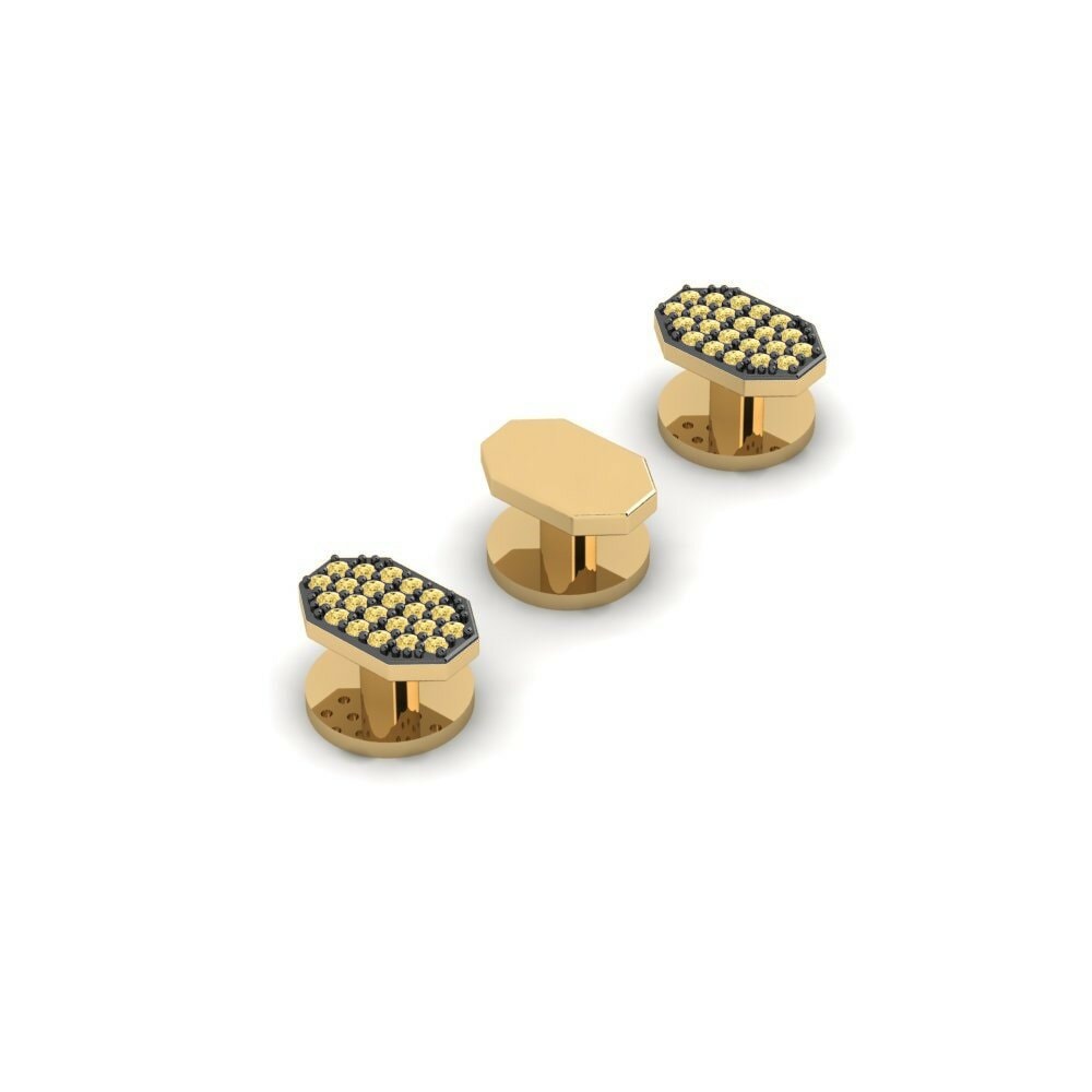 Yellow Diamond Tuxedo 3 Studs Eligible