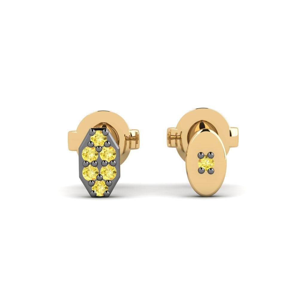 Yellow Sapphire Men's Earring Juvenal - SET