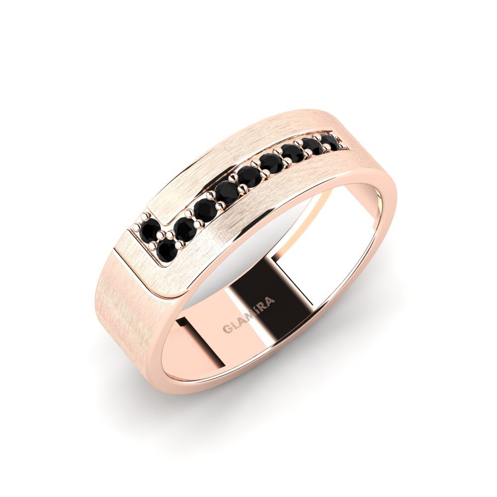 Oro Rosso 750 Zaffiro Nero Anello da uomo Lapua