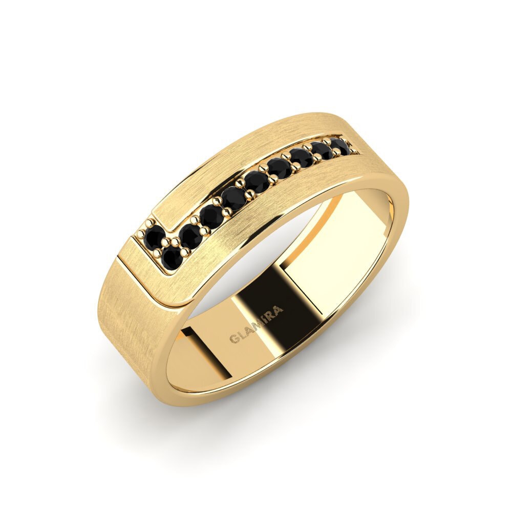 Oro Giallo 375 Zaffiro Nero Anello da uomo Lapua