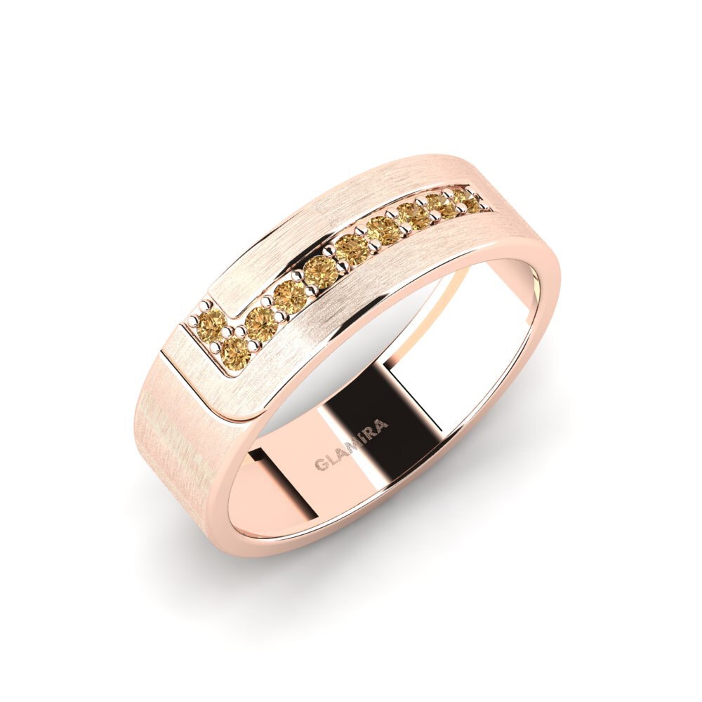 Oro Rosso 750 Diamante Marrone Anello da uomo Lapua