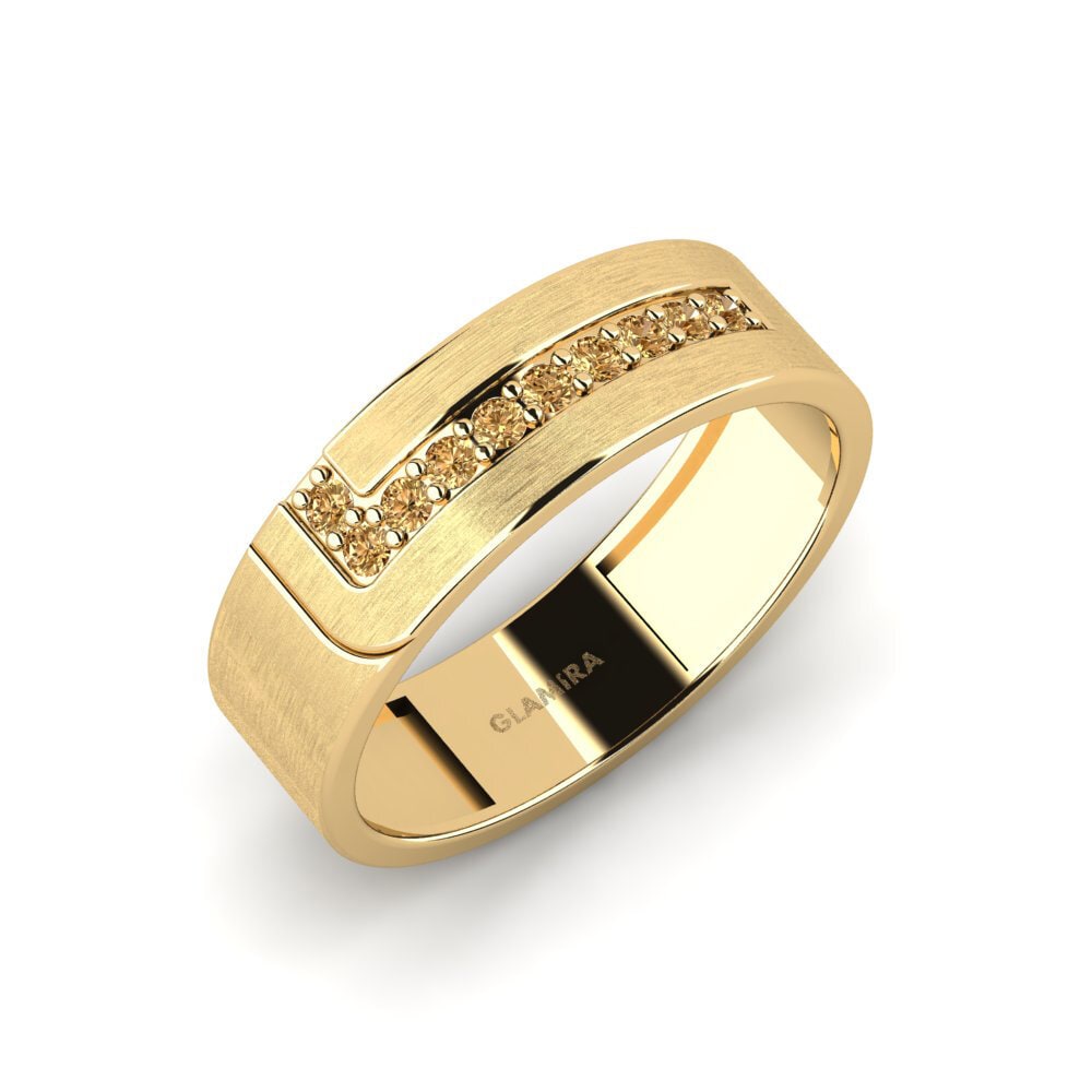 Oro Giallo 750 Diamante Marrone Anello da uomo Lapua
