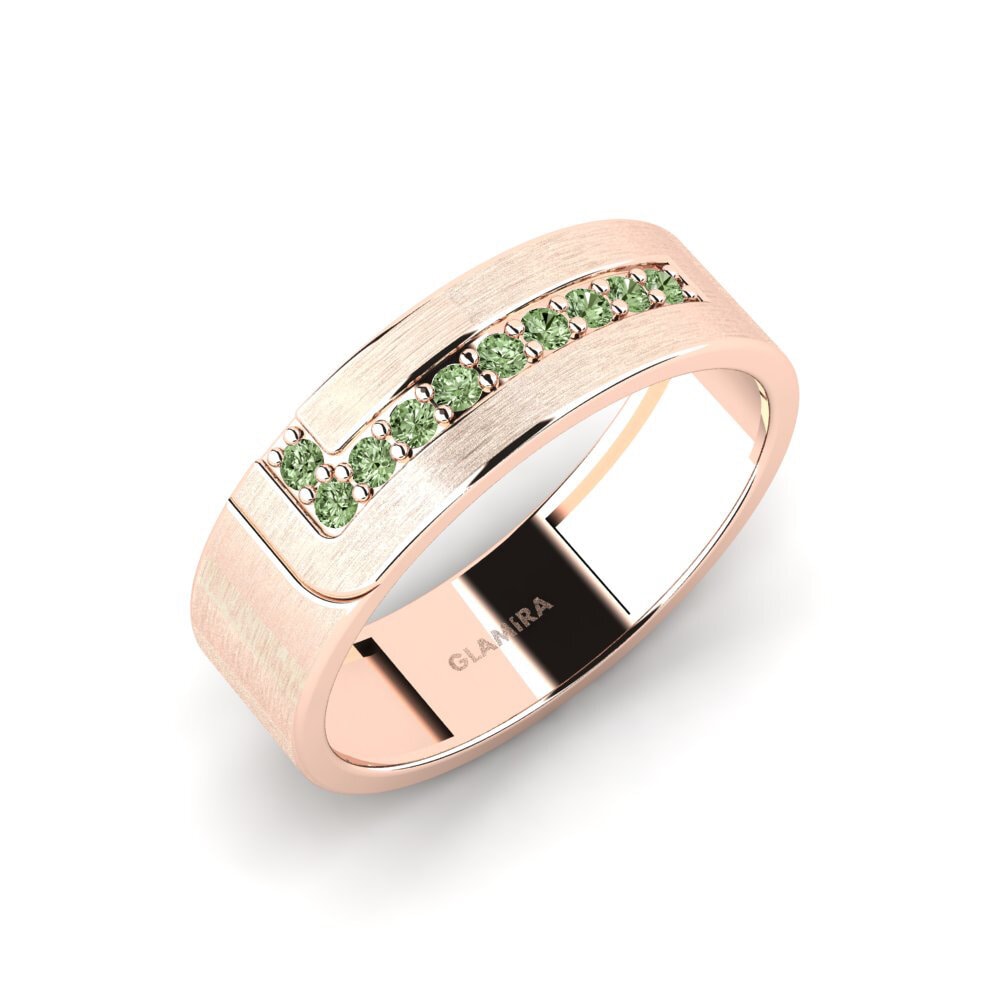 Oro Rosso 375 Diamante Verde Anello da uomo Lapua