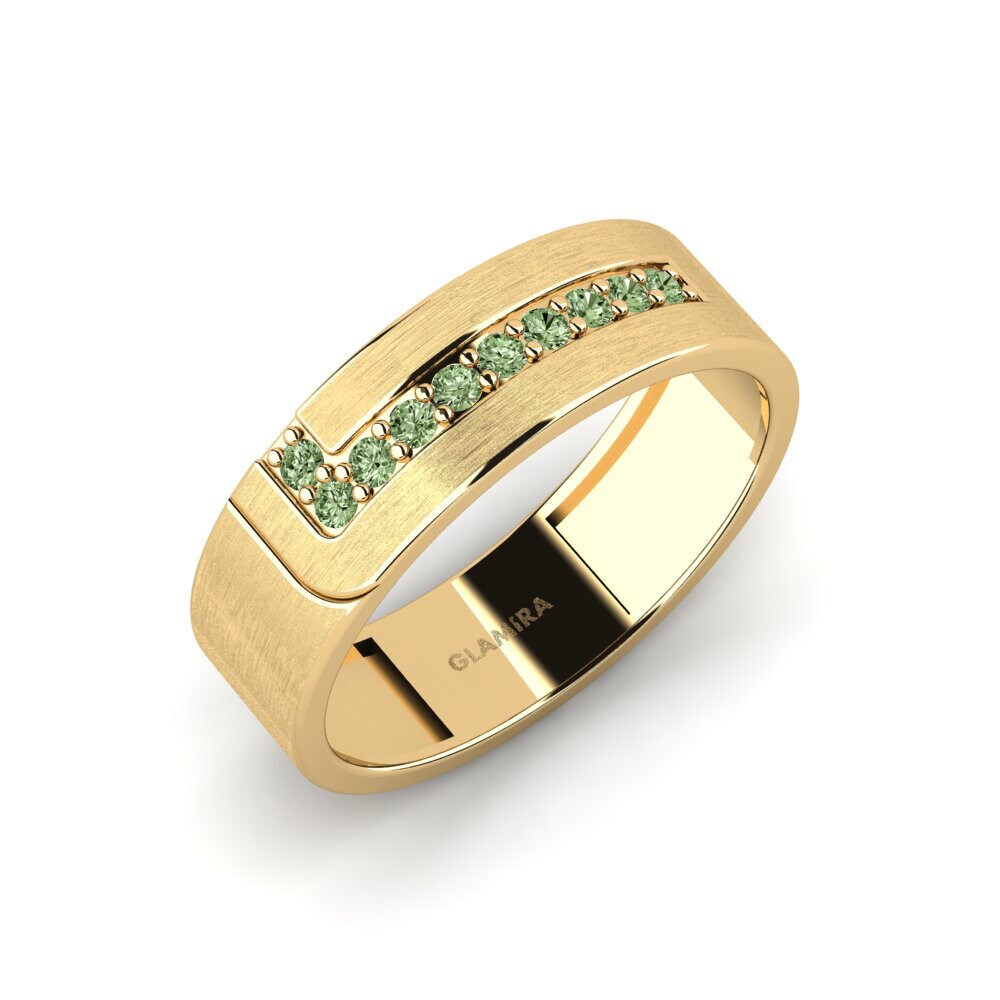 Oro Giallo 375 Diamante Verde Anello da uomo Lapua