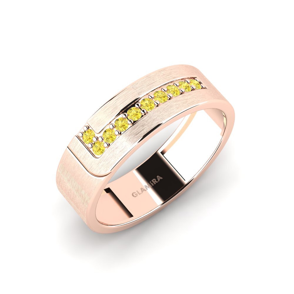 14k Rose Gold Yellow Sapphire Men's Ring Lapua