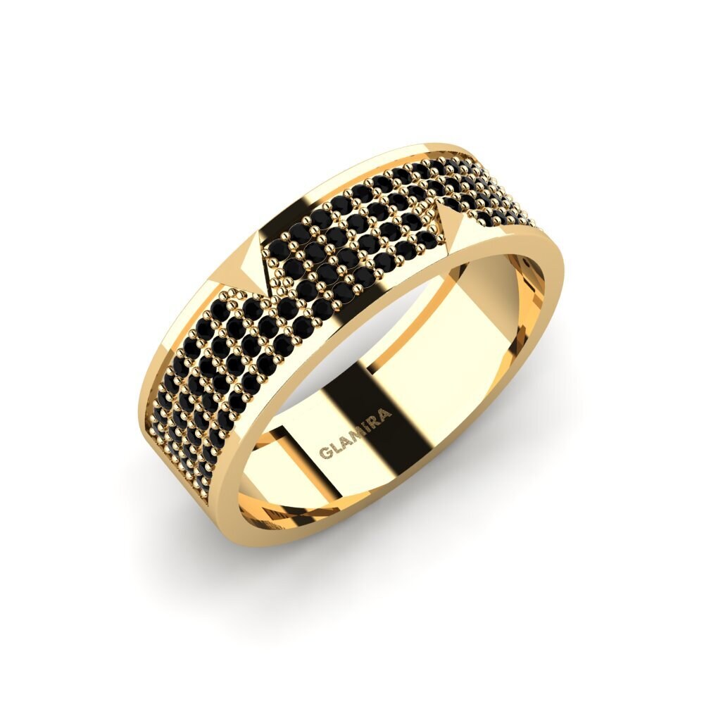 Oro Giallo 375 Zaffiro Nero Anello da uomo Lavras