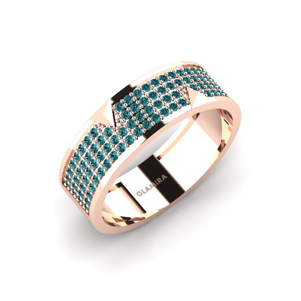 Oro Rosso 585 Diamante Blu Anello da uomo Lavras
