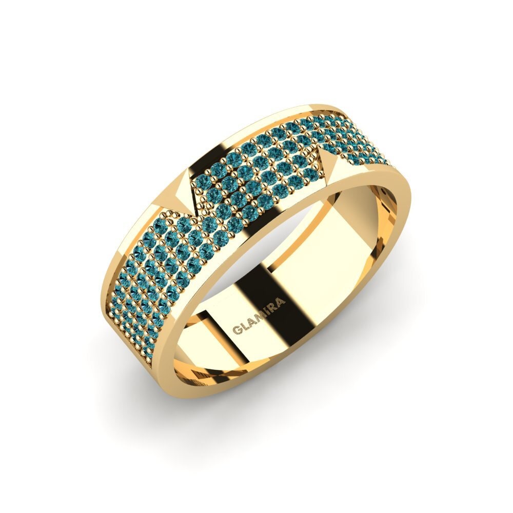 Oro Giallo 750 Diamante Blu Anello da uomo Lavras