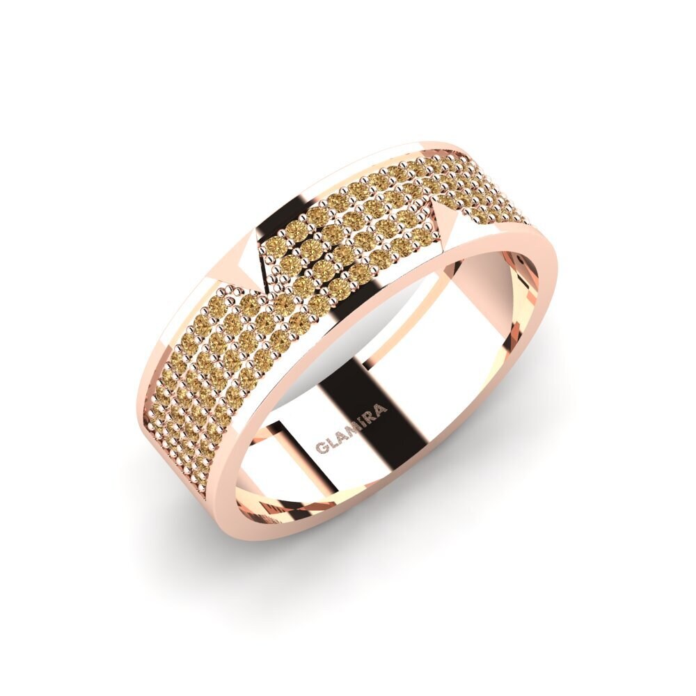Oro Rosso 750 Diamante Marrone Anello da uomo Lavras