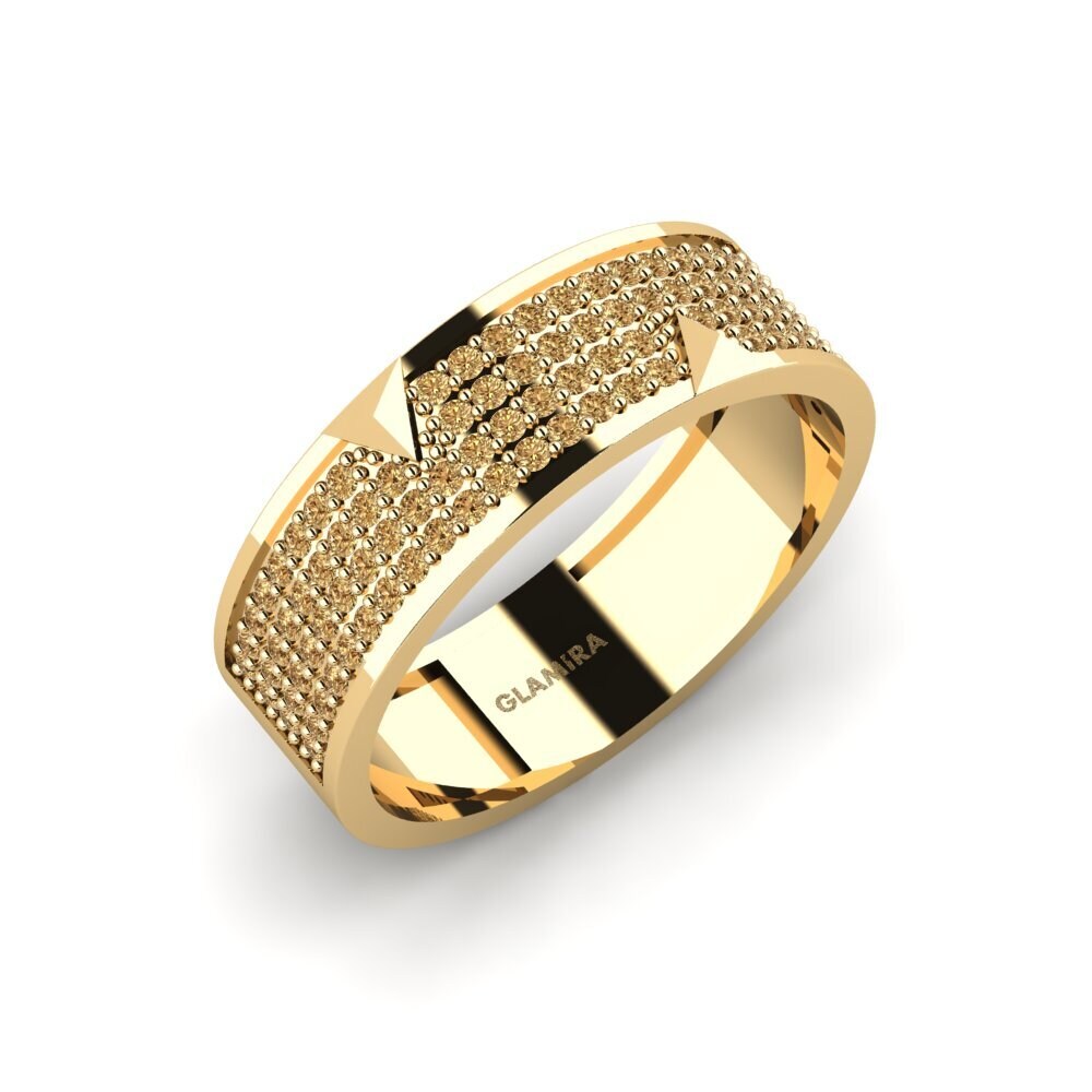 Oro Giallo 750 Diamante Marrone Anello da uomo Lavras