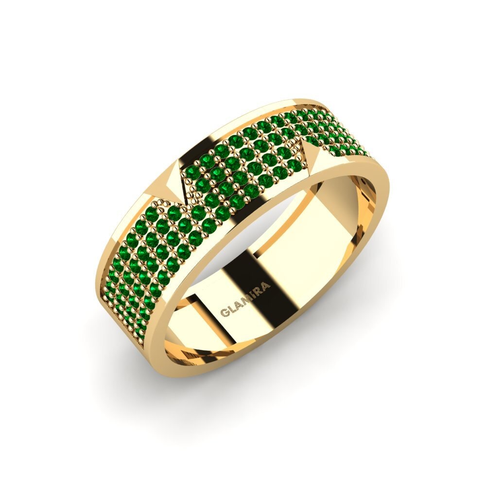 Oro Giallo 750 Zircone Verde Anello da uomo Lavras