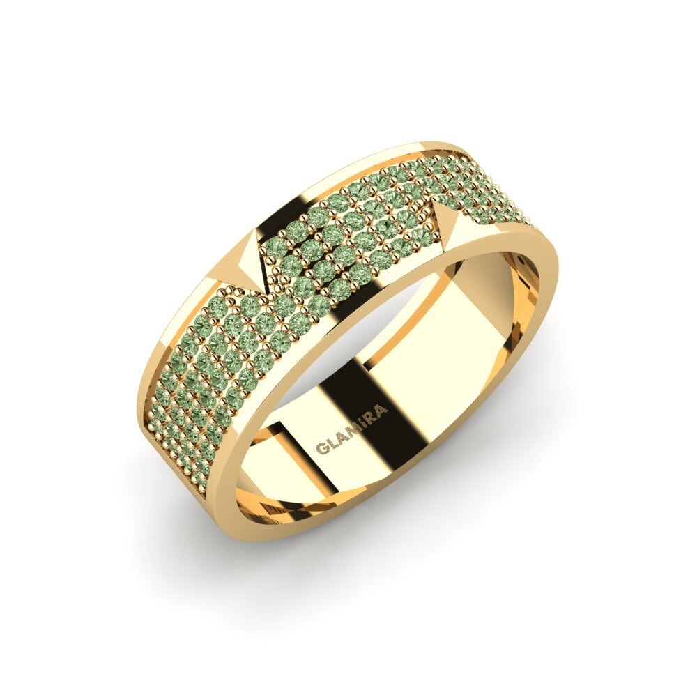 Oro Giallo 375 Diamante Verde Anello da uomo Lavras