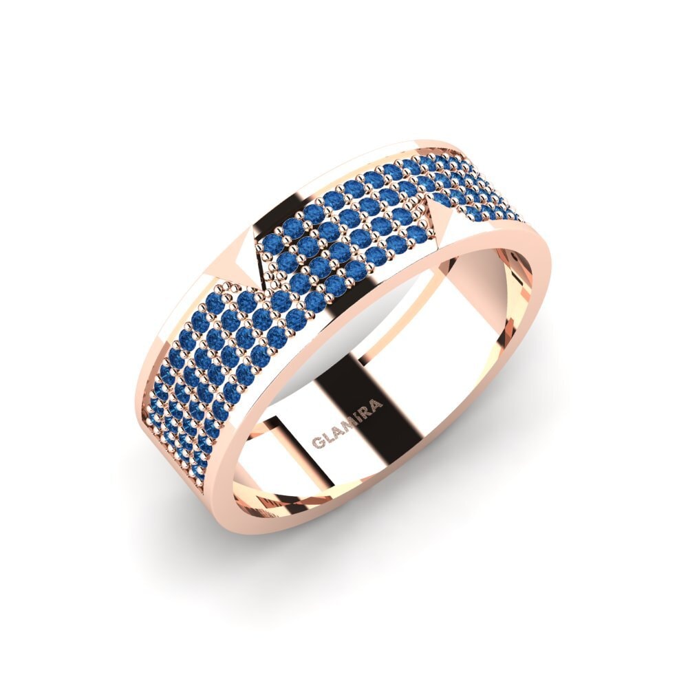 Oro Rosso 585 Zircone Blu Scuro Anello da uomo Lavras