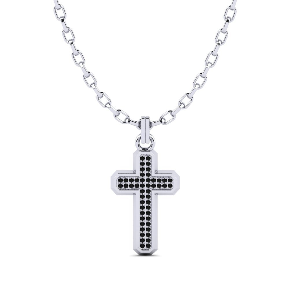 Or Blanc 585 Diamant Noir Pendentif pour homme Limnothalassa