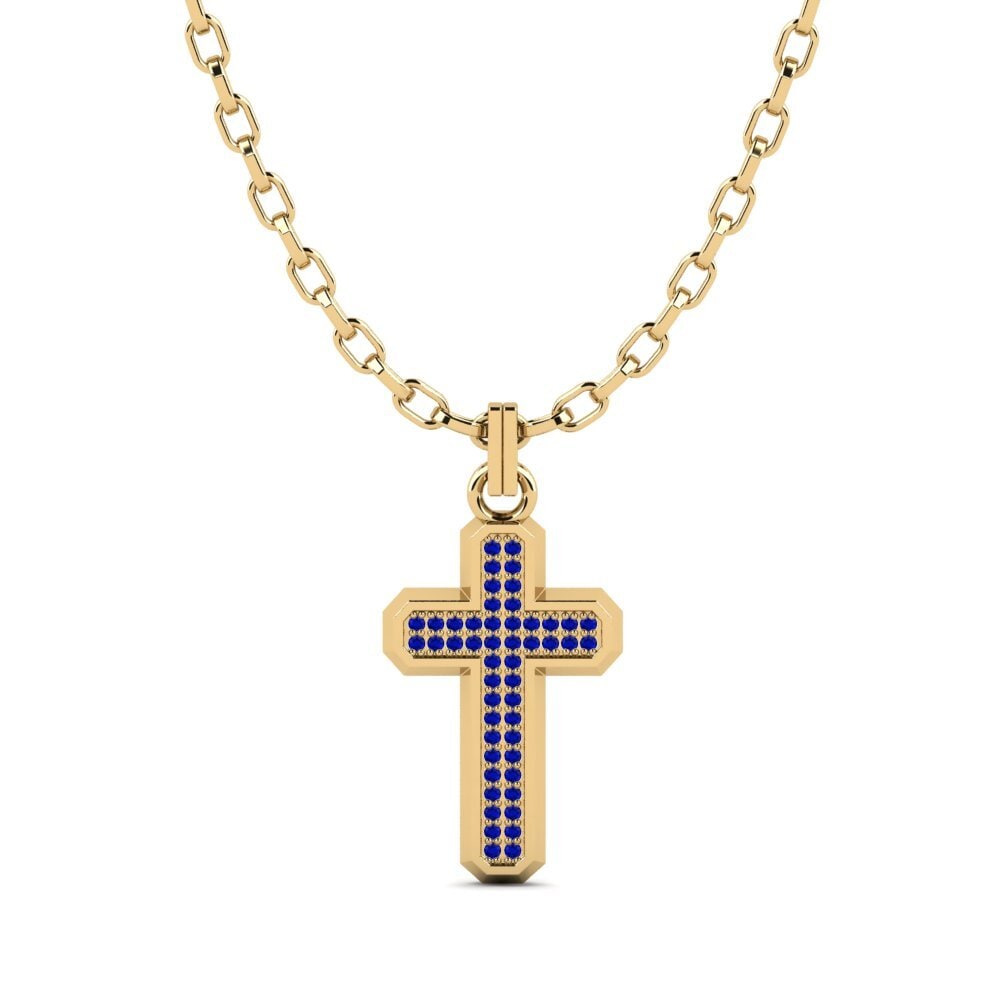 Or Jaune 585 Saphir Pendentif pour homme Limnothalassa