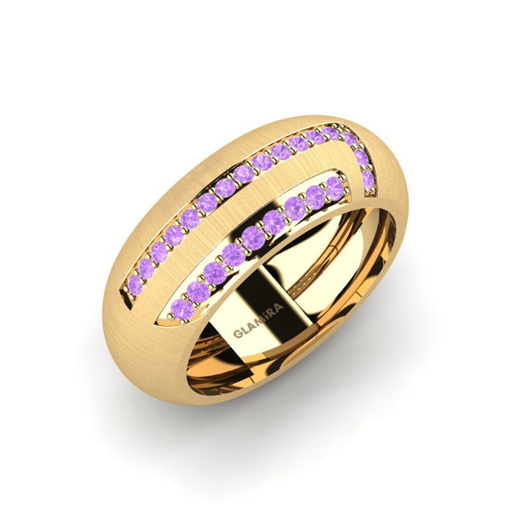 Oro Giallo 750 Ametista Anello da uomo Lovisa
