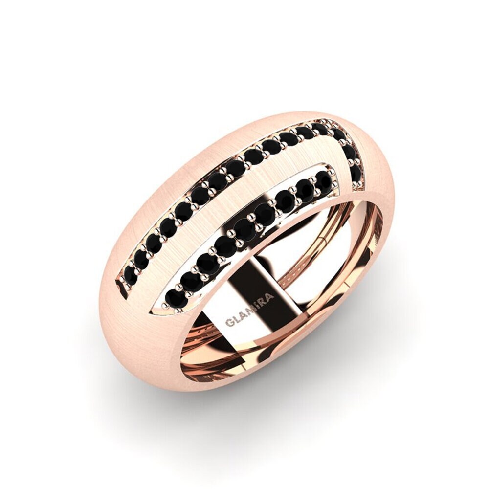 Oro Rosso 750 Zaffiro Nero Anello da uomo Lovisa
