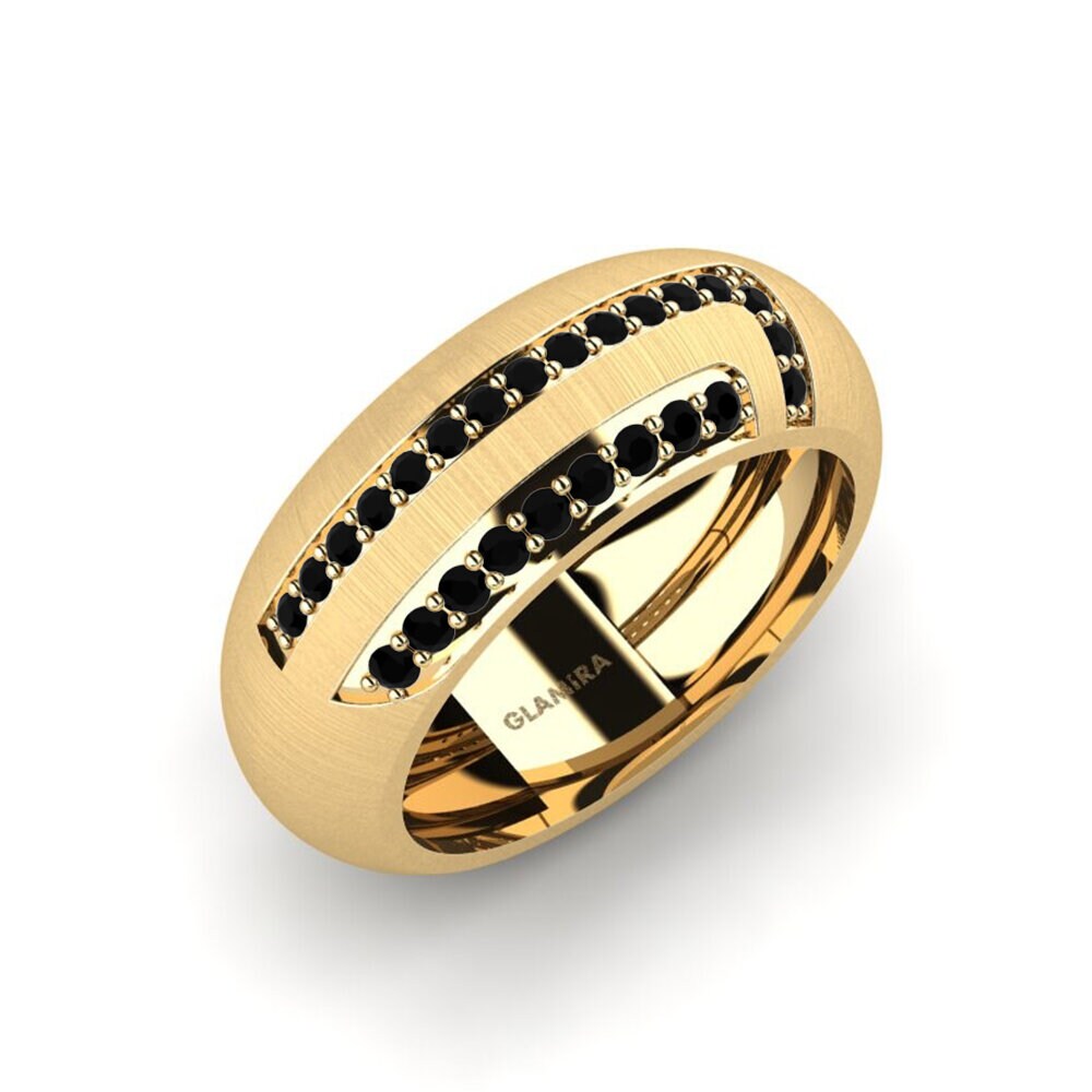 Oro Giallo 375 Zaffiro Nero Anello da uomo Lovisa