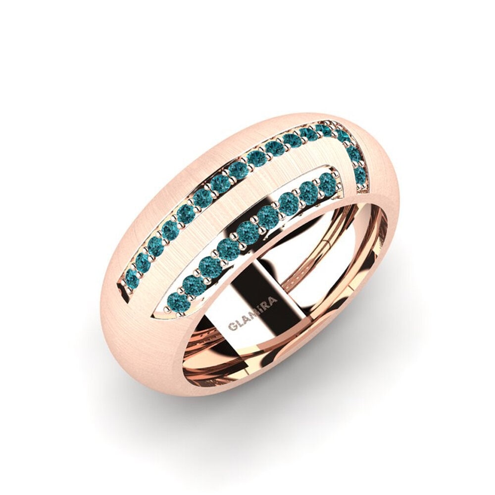 Oro Rosso 585 Diamante Blu Anello da uomo Lovisa