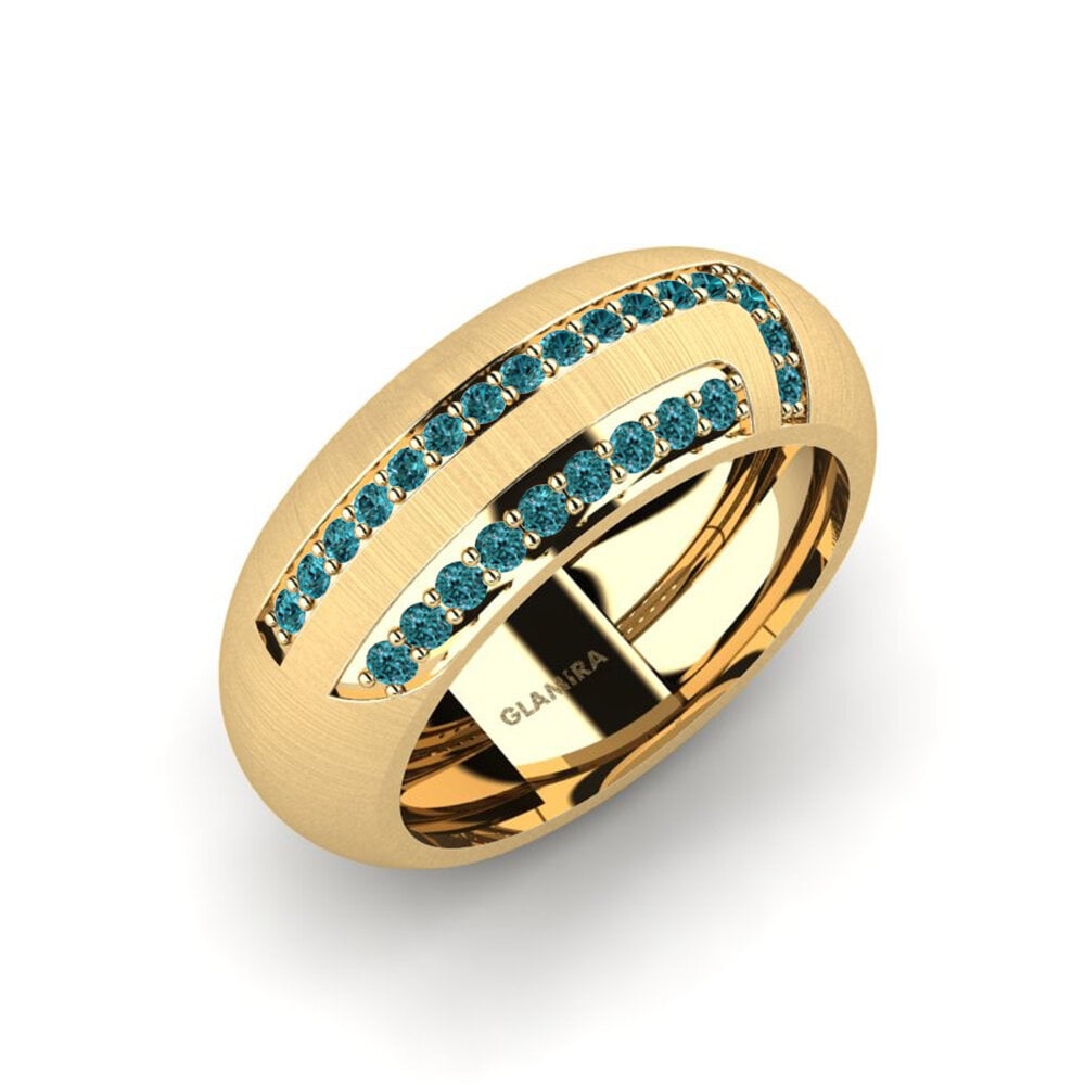 Oro Giallo 750 Diamante Blu Anello da uomo Lovisa