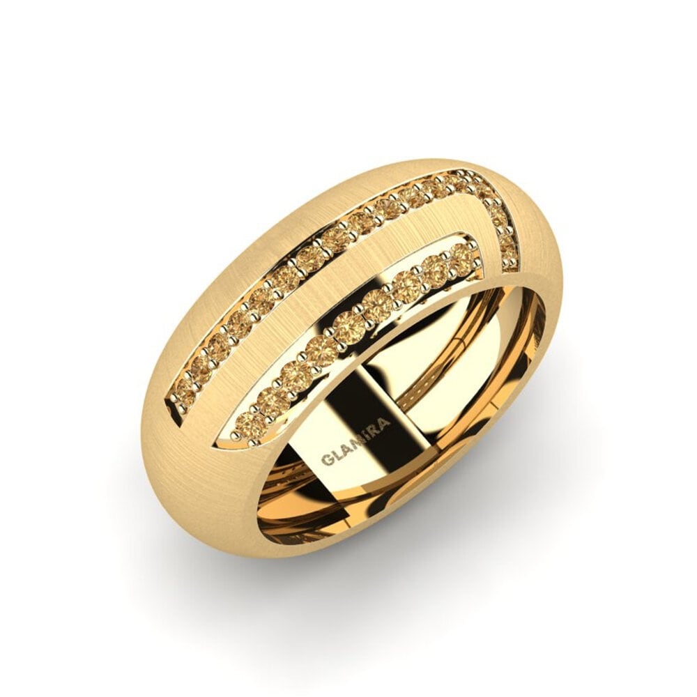 Oro Giallo 750 Diamante Marrone Anello da uomo Lovisa