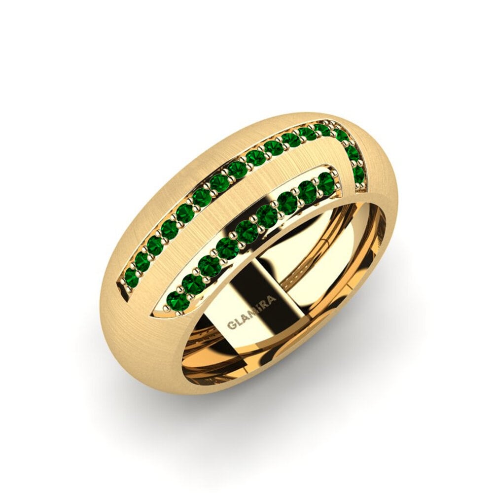 Oro Giallo 750 Zircone Verde Anello da uomo Lovisa