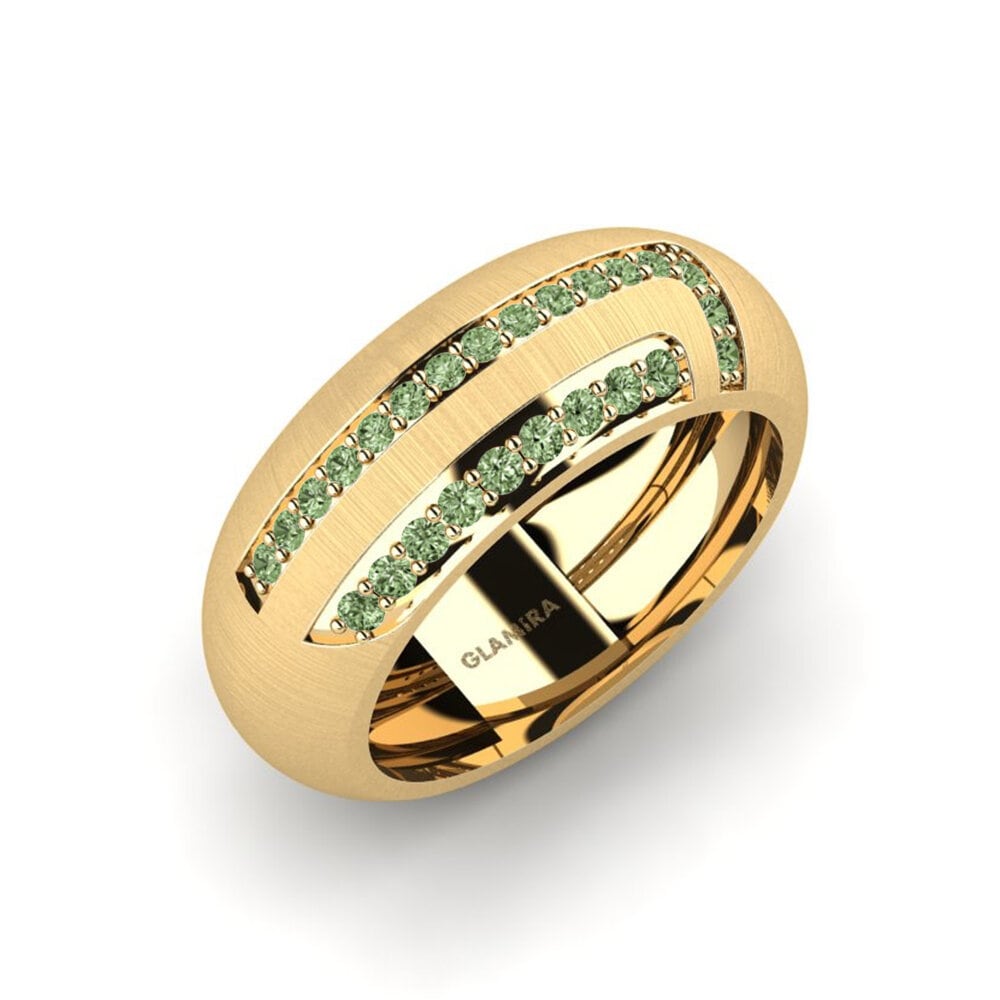 Oro Giallo 375 Diamante Verde Anello da uomo Lovisa