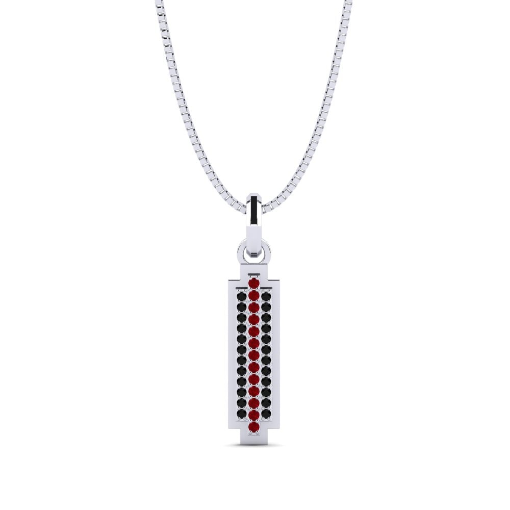 Weißgold 375 Roter Zirkonia Herren-Anhänger Marathi