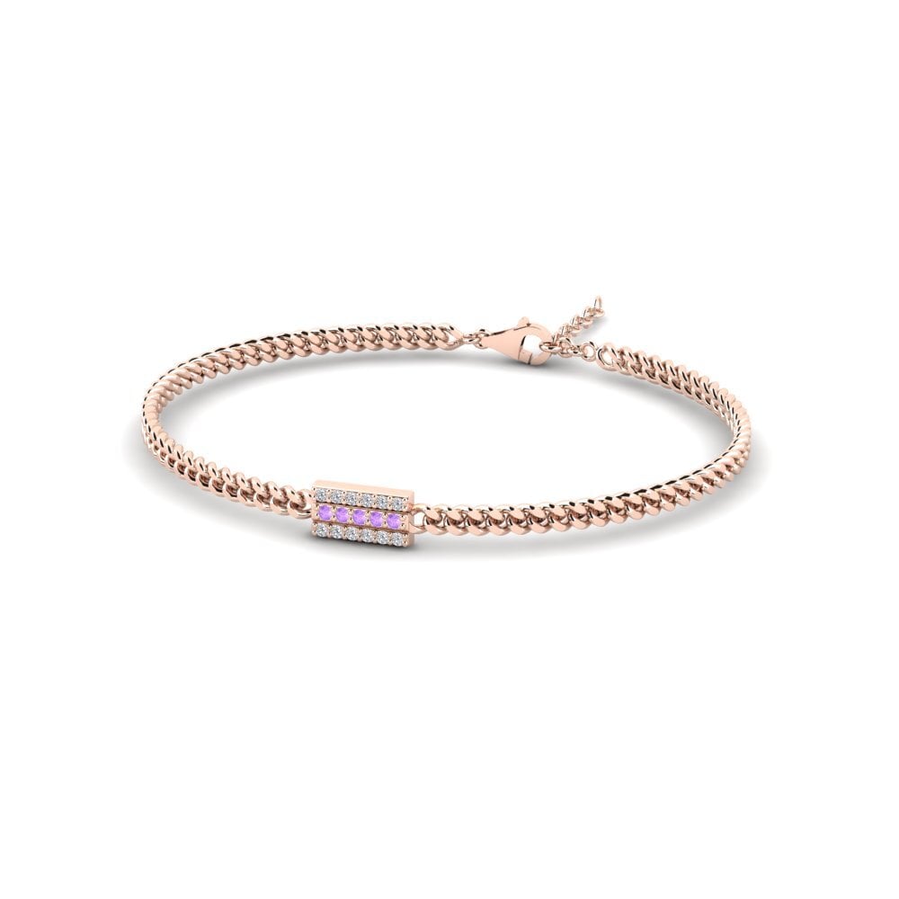 9ct Rose Gold Amethyst Men's Bracelet Stradbroke