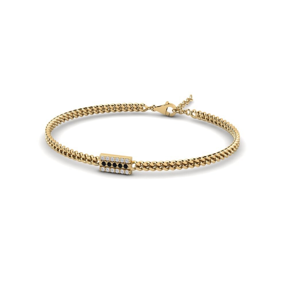9ct Yellow Gold Black Onyx Men's Bracelet Stradbroke