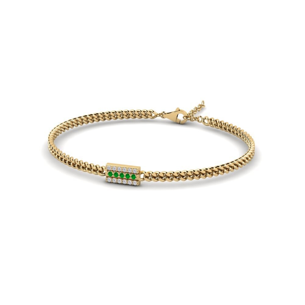 14ct Yellow Gold Emerald Men's Bracelet Stradbroke