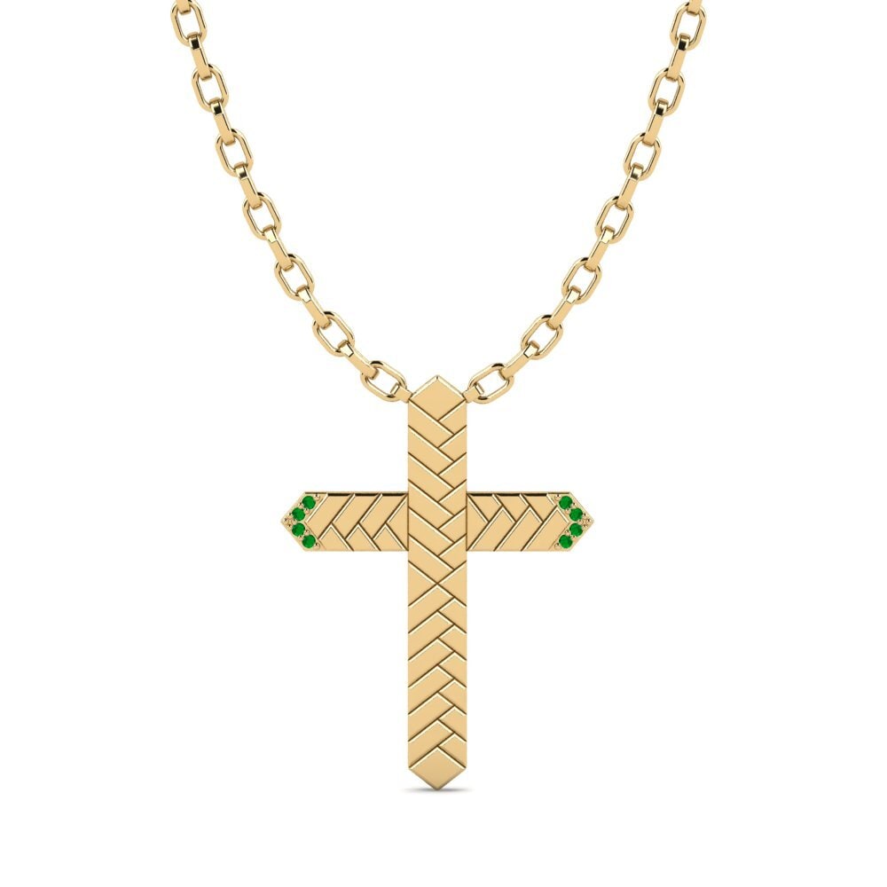Or Jaune 585 Émeraude Collier pour homme Nerwowy