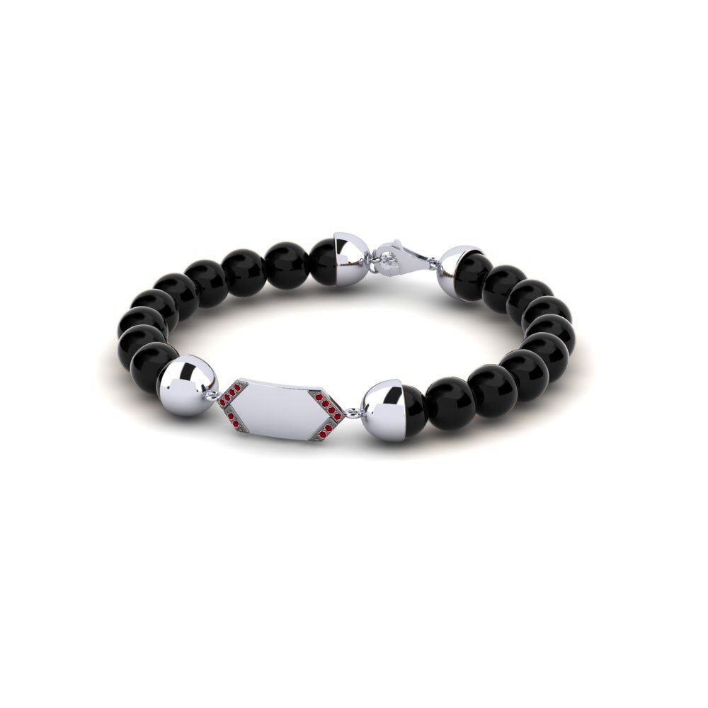 Zircônia Vermelha Pulseira masculina Silny