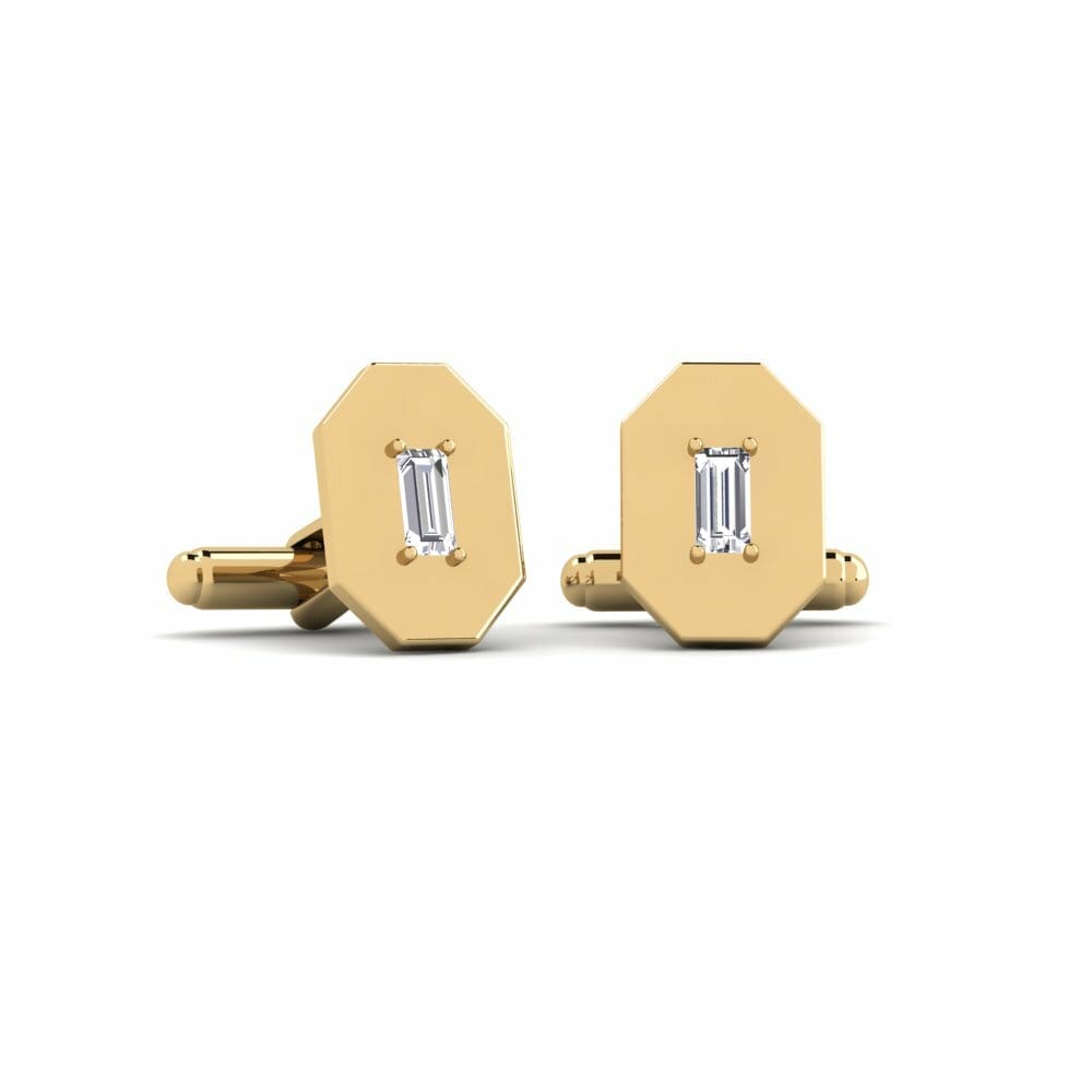 Moda 14k Aur galben Diamant Baghetă 0.4 Caratul Butoni Yaupon