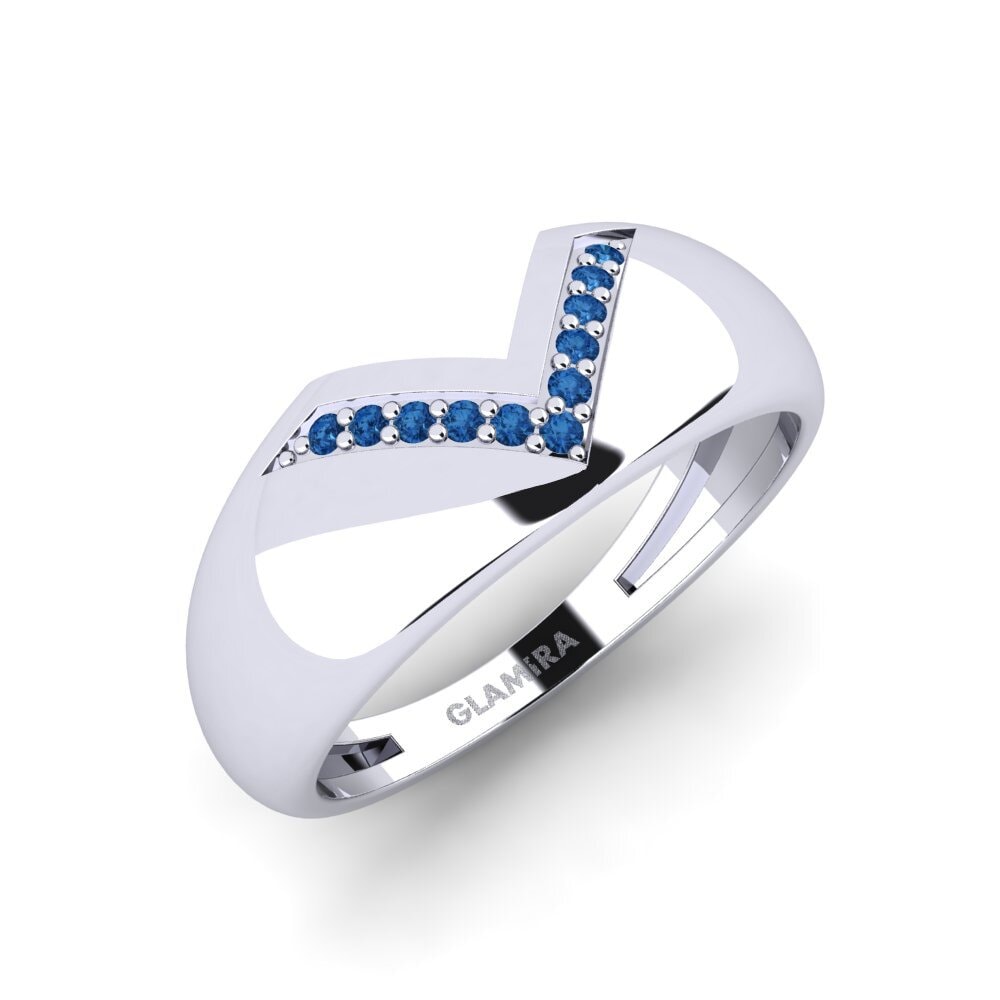 14k Oro Blanco Circonita Azul Oscuro Anillo de dedo meñique para hombre Osupljvo
