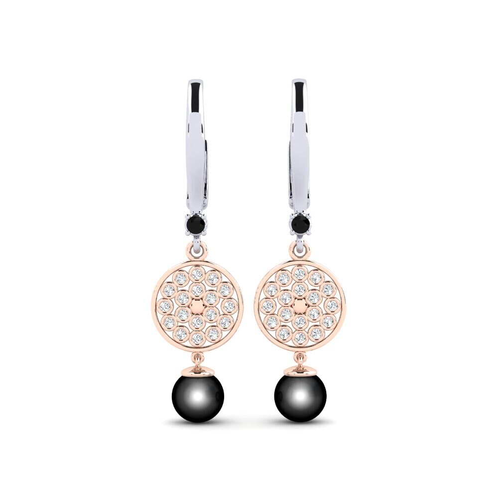 14k White & Rose Gold Black Onyx Women's Earring Annoliba