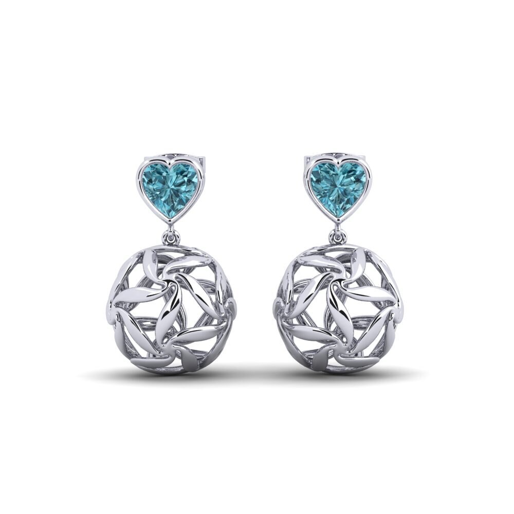 Boucles D'oreilles Blanc Et Bleu Turquoise Avec Perles - Pour Mariage Ou Soirée - Neuf Avec étiquette