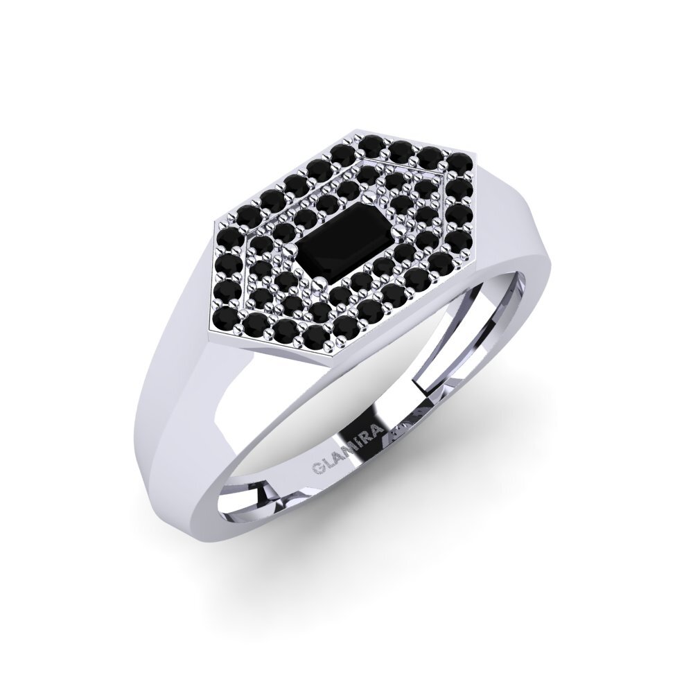950 Platinum Black Sapphire Men's Ring Barbuise