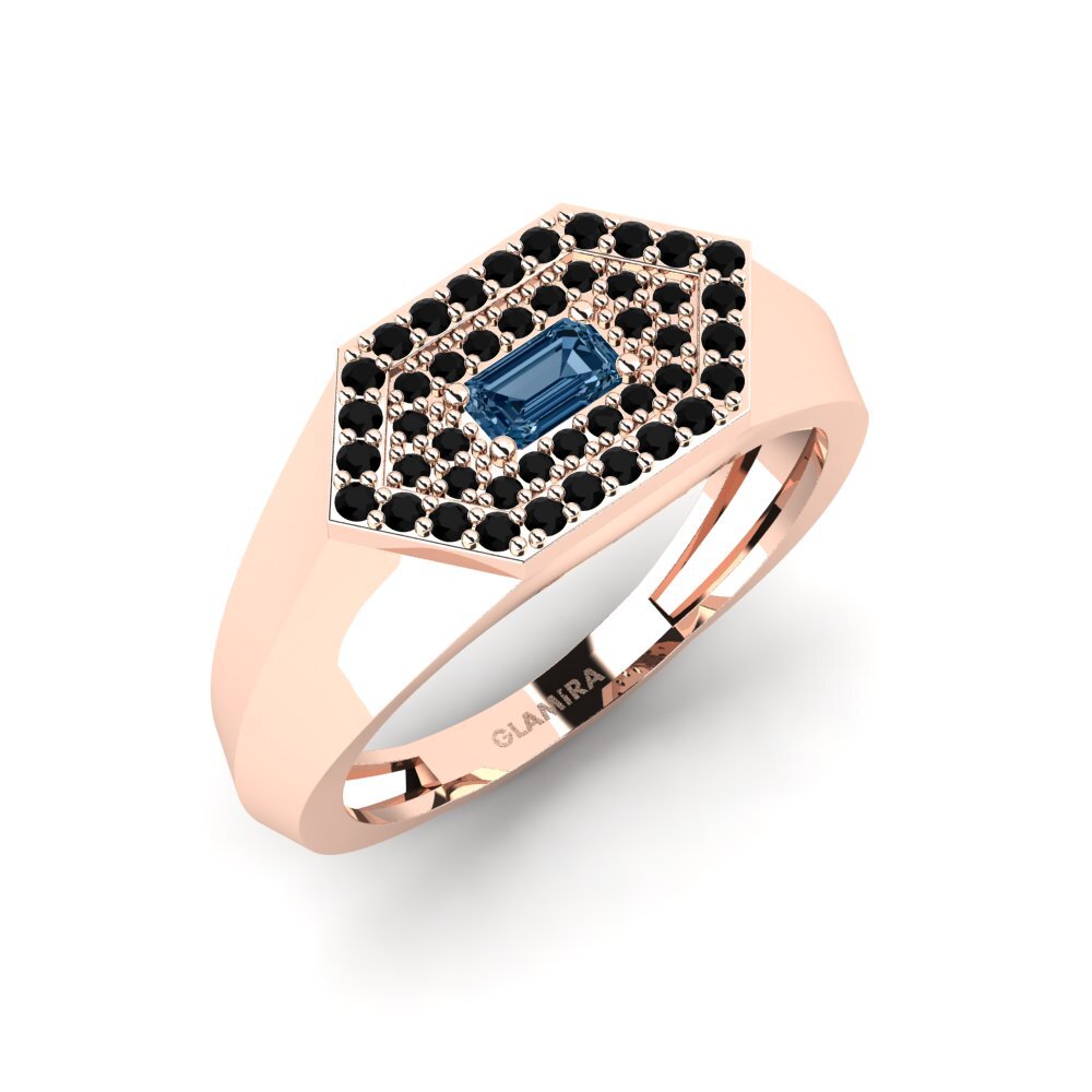 Oro Rosso 585 Diamante Blu Anello da uomo Barbuise
