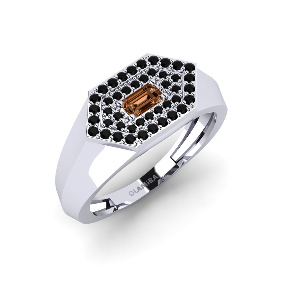 9k White Gold Brown Diamond Men's Ring Barbuise