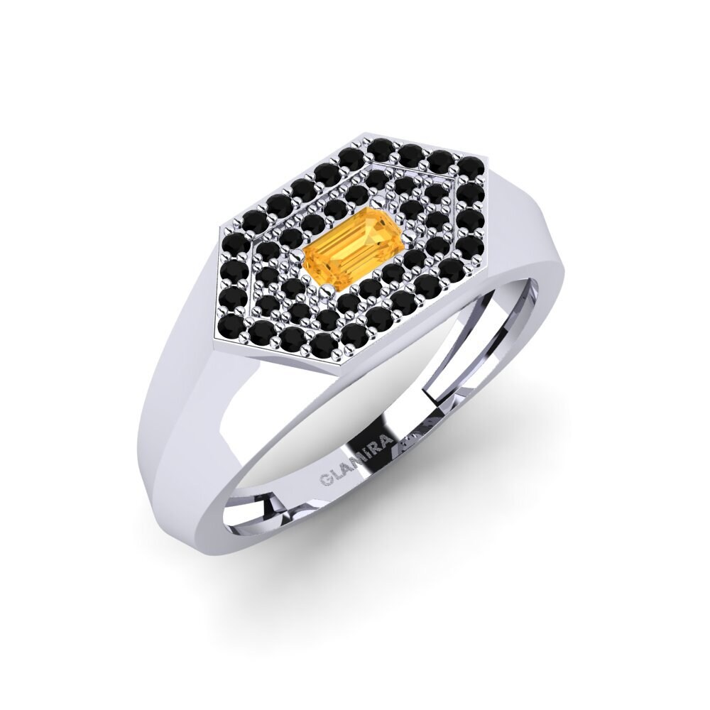 9k White Gold Citrine Men's Ring Barbuise