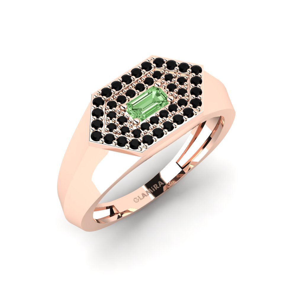 Oro Rosso 375 Diamante Verde Anello da uomo Barbuise