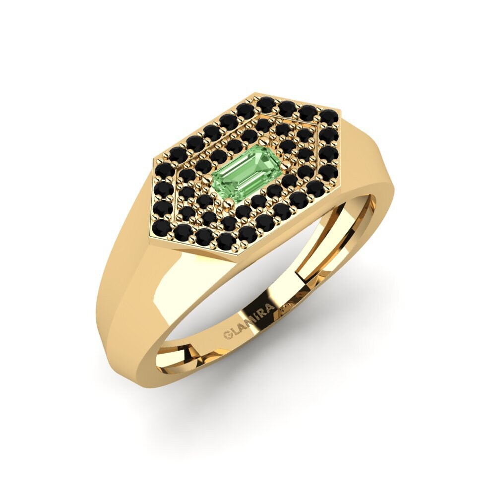 Oro Giallo 375 Diamante Verde Anello da uomo Barbuise