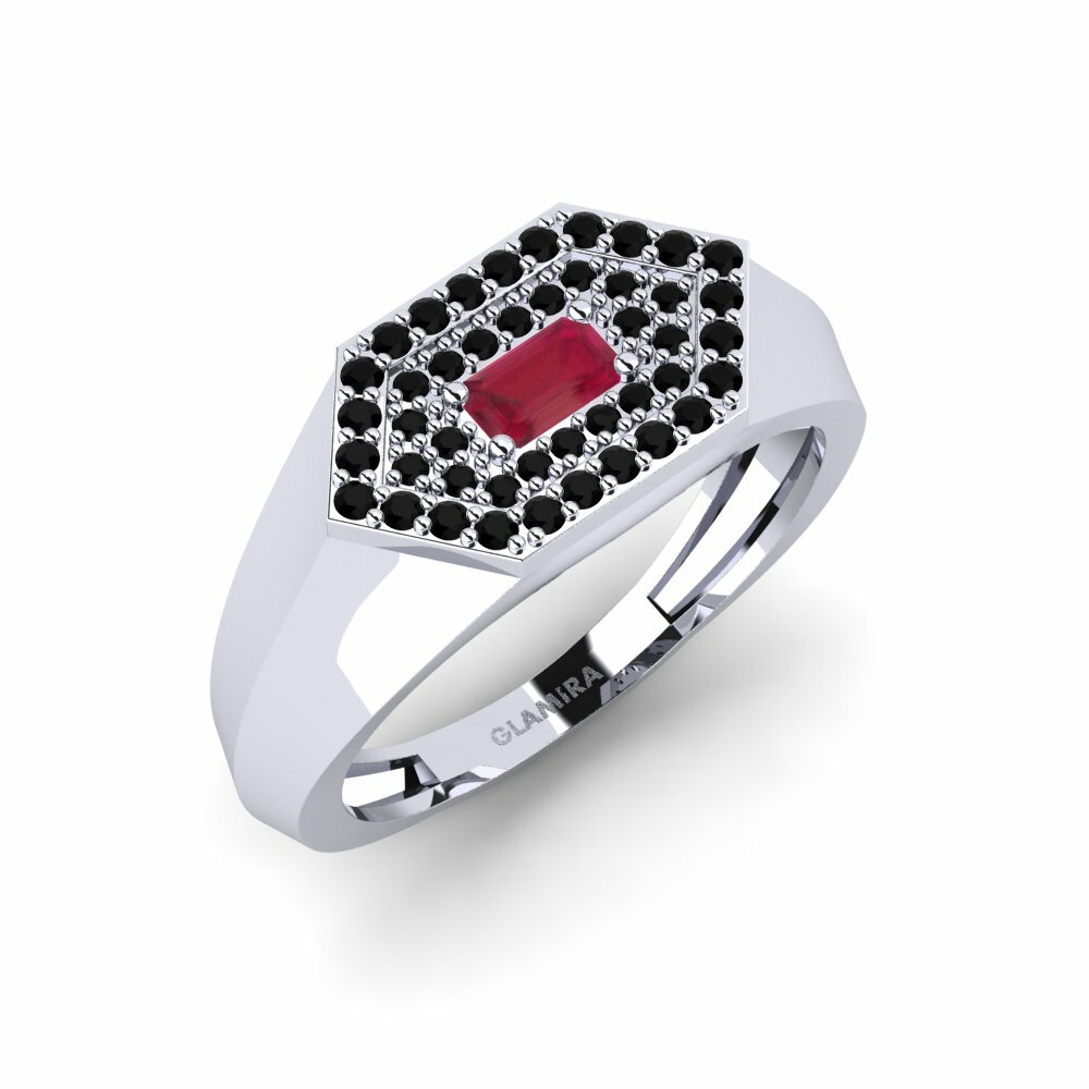 14ct White Gold Ruby Men's Ring Barbuise