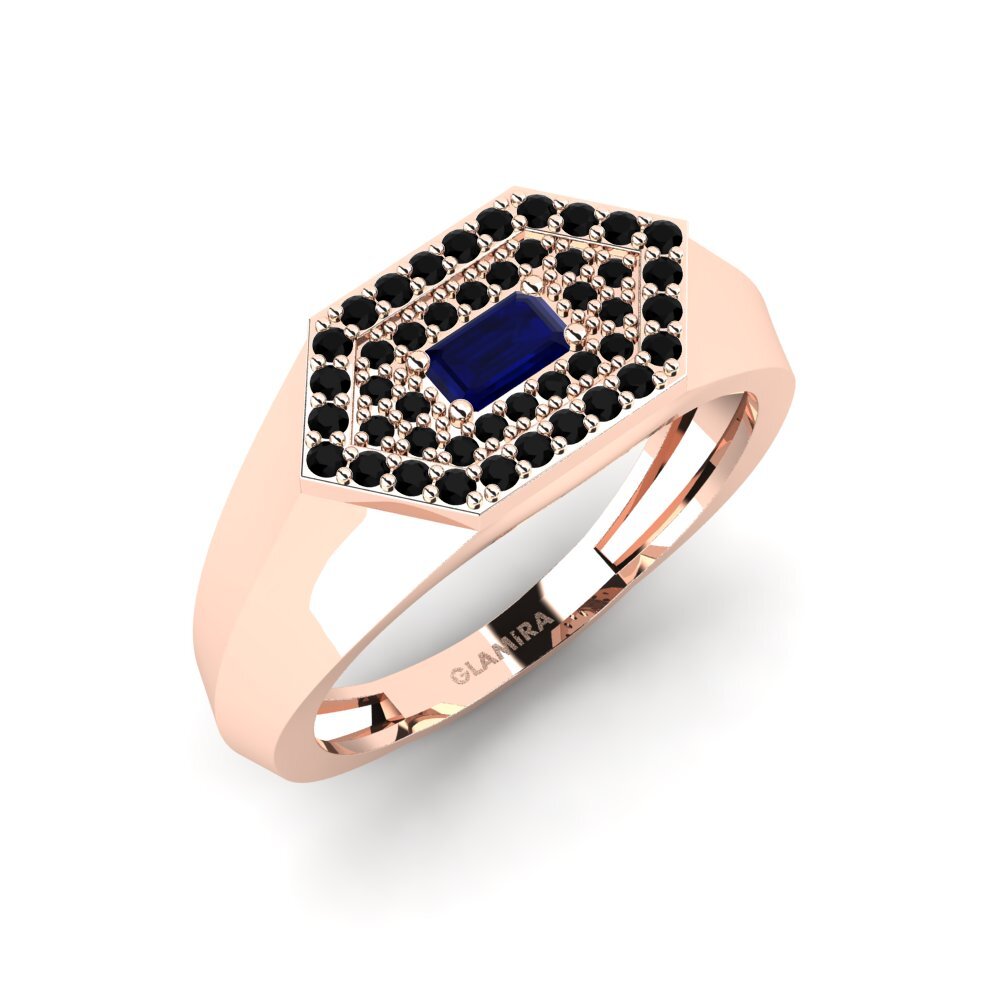 Oro Rosso 375 Zaffiro Anello da uomo Barbuise