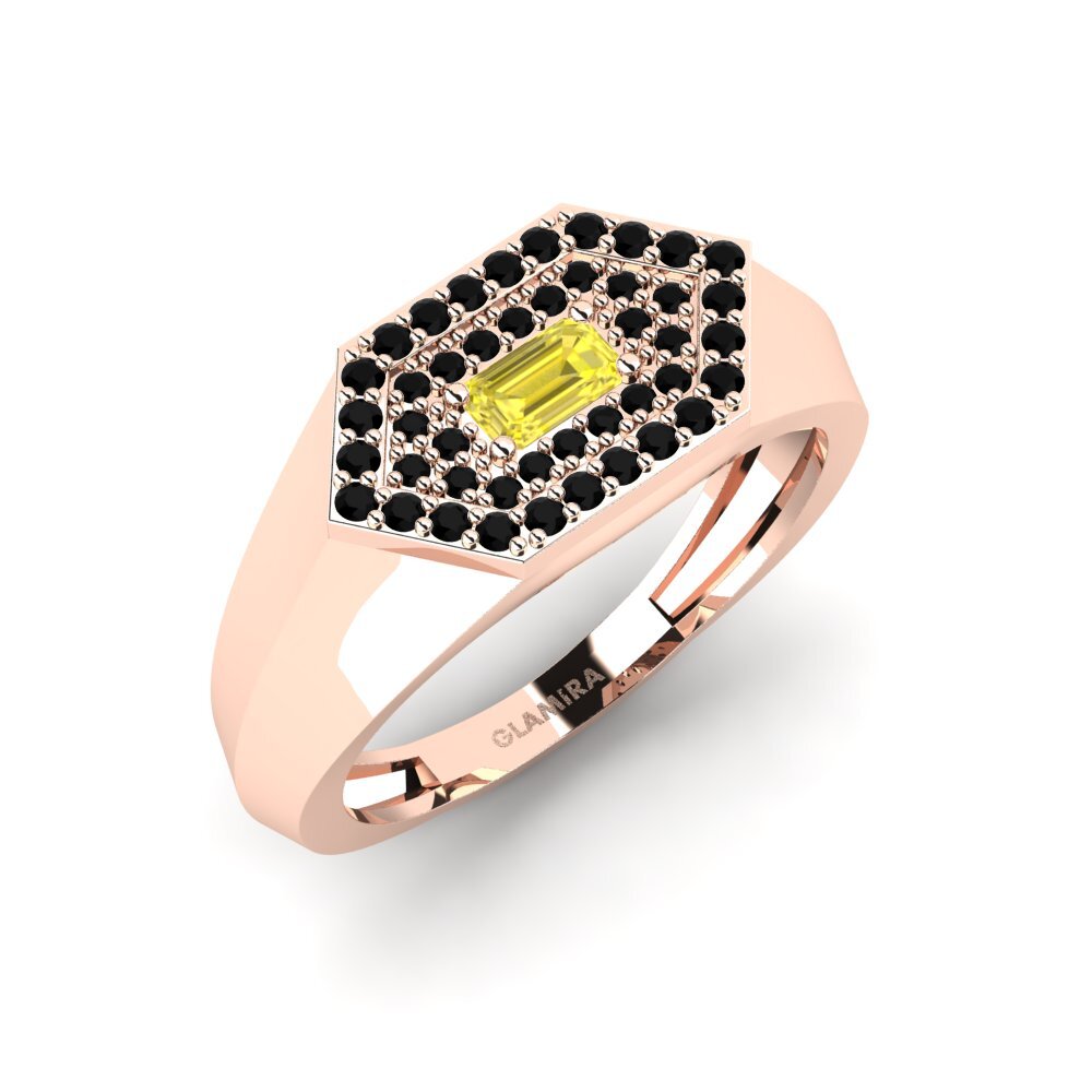 14k Rose Gold Yellow Sapphire Men's Ring Barbuise