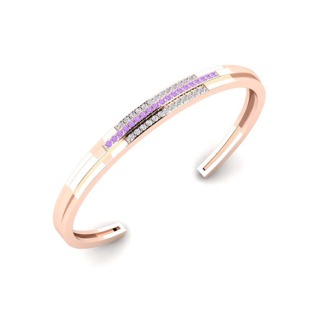 14ct Rose Gold Amethyst Men's Bracelet Chalkidiki